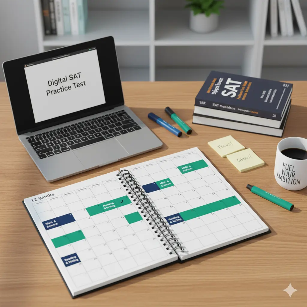 Complete SAT Study Schedule 3-Month Prep Plan with weekly breakdown and study materials